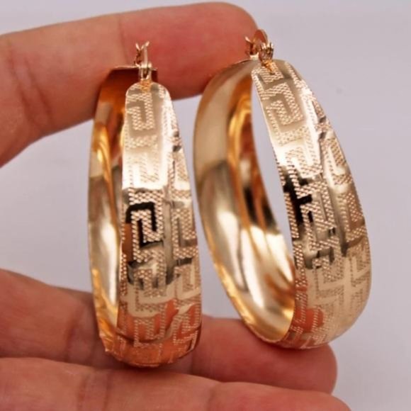 NEW LUXURY 18K GOLD HOOP EARRINGS, WONDERFUL EARRINGS, WOW EARRINGS - Picture 6 of 6